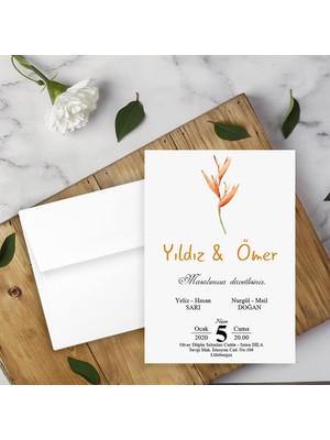 Seyhan Davetiye Beyaz Zarflı Davetiye Düğün - Nişan - Kına - Nikah (250ADET)