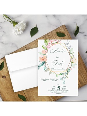 Seyhan Davetiye Beyaz Zarflı Davetiye Düğün - Nişan - Kına - Nikah (250ADET)