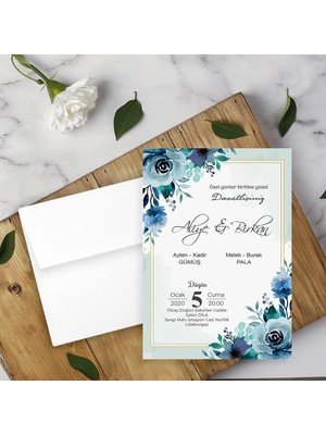 Seyhan Davetiye Beyaz Zarflı Davetiye Düğün - Nişan - Kına - Nikah (250ADET)