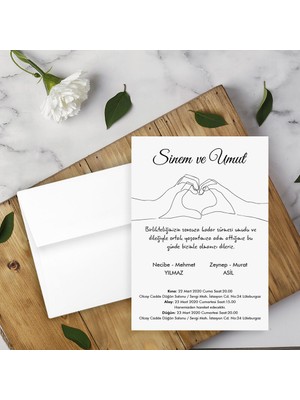 Seyhan Davetiye Beyaz Zarflı Davetiye Düğün - Nişan - Kına - Nikah (250ADET)