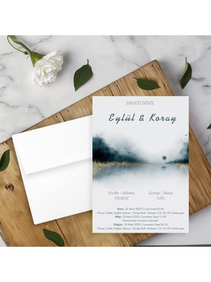 Seyhan Davetiye Beyaz Zarflı Davetiye Düğün - Nişan - Kına - Nikah (250ADET)