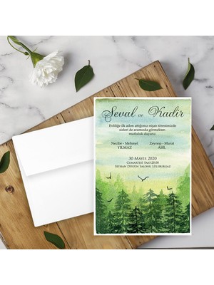 Seyhan Davetiye Beyaz Zarflı Davetiye Düğün - Nişan - Kına - Nikah (250ADET)