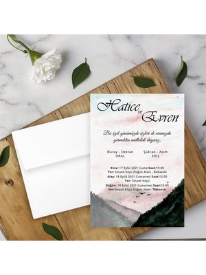 Seyhan Davetiye Beyaz Zarflı Davetiye Düğün - Nişan - Kına - Nikah (250ADET)