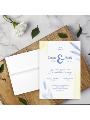 Seyhan Davetiye Beyaz Zarflı Davetiye Düğün - Nişan - Kına - Nikah (250ADET)