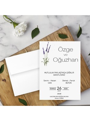 Seyhan Davetiye Beyaz Zarflı Davetiye Düğün - Nişan - Kına - Nikah (250ADET)