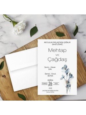Seyhan Davetiye Beyaz Zarflı Davetiye Düğün - Nişan - Kına - Nikah (250ADET)