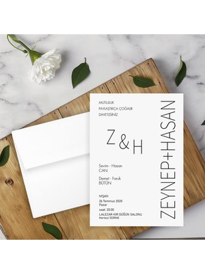 Seyhan Davetiye Beyaz Zarflı Davetiye Düğün - Nişan - Kına - Nikah (250ADET)