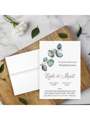 Seyhan Davetiye Beyaz Zarflı Davetiye Düğün - Nişan - Kına - Nikah (250ADET)