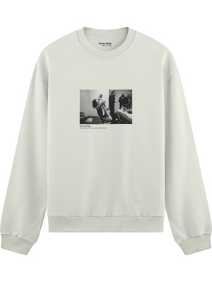 The Lucid Lab Jimmy Page Backstage Indianapolis 1975 Oversize Sweatshirt - Beyaz