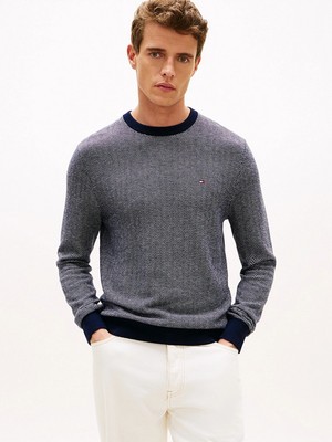 Tommy Hilfiger MW0MW41319 Pima Ctn Cash Herringbone Crew Erkek Kazak