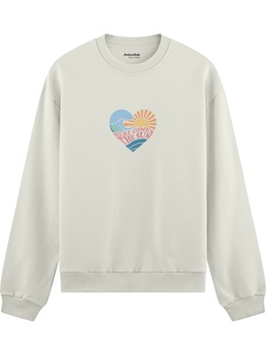 The Lucid Lab Here Comes The Sun Oversize Sweatshirt - Beyaz