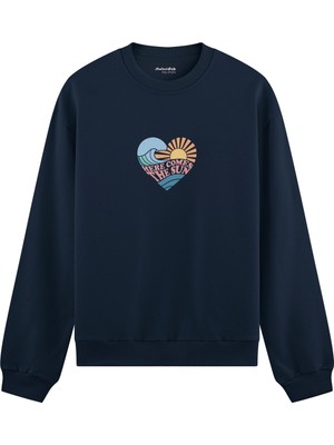 The Lucid Lab Here Comes The Sun Oversize Sweatshirt - Lacivert