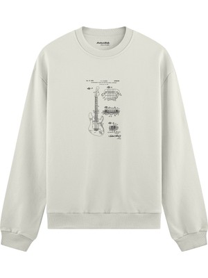 The Lucid Lab Fender Stratocaster Gitar Oversize Sweatshirt - Beyaz