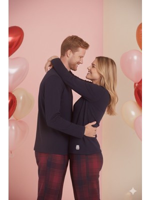 Kly 14 Şubat'a Özel Sevgililer Günü Konsept Kadın Erkek 2 Li Pijama Takımı