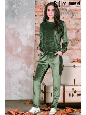 Gd Goldoremi 2202 Kadın Kadife Uzun Kollu Cepli Eşofman Takım