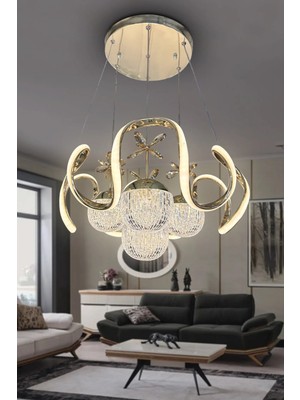 G-Light Arya Xl Kristal Cam 4 Top Modern Sarkıt LED Avize