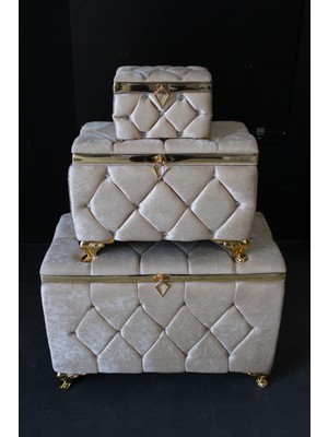 Huzur Çeyiz Kapitone Model 3'lü Çeyiz Sandığı