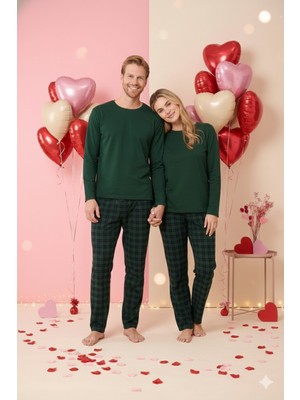 Kly Sevgililer Günü Valentine's Day Yeni Sezon Konsept Kadın Erkek 2 Li Pijama Takımı Çiftlere Özel