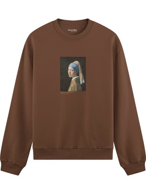 The Lucid Lab Inci Küpeli Kız Oversize Sweatshirt - Kahverengi