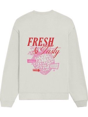 The Lucid Lab Fresh & Tasty Oversize Sweatshirt - Beyaz