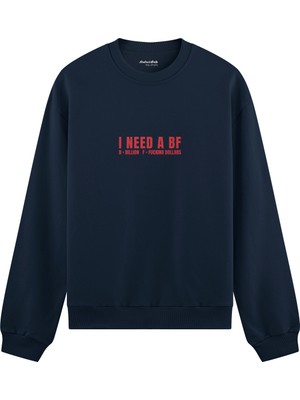 The Lucid Lab I Need A Bf Oversize Sweatshirt - Lacivert