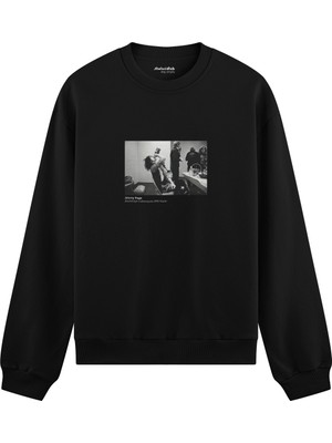 The Lucid Lab Jimmy Page Backstage Indianapolis 1975 Oversize Sweatshirt - Siyah