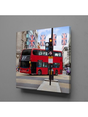 Technopa KIRMIZI İKİ KATLI OTOBÜS KANVAS TABLO - 25x25cm