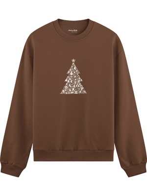 The Lucid Lab Iconic Christmas Tree Oversize Sweatshirt - Kahverengi
