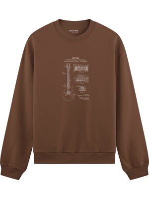 The Lucid Lab Gibson Les Paul Gitar Oversize Sweatshirt - Kahverengi
