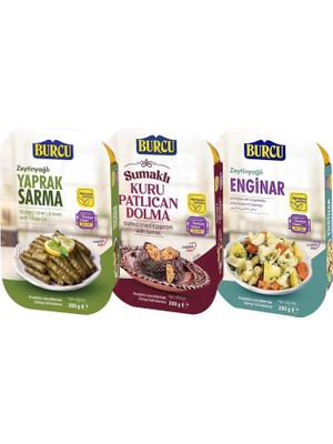 Burcu Yaprak Sarma-Kuru Dolma-Enginar 200 gr 3 Lü Lezzet Paketi