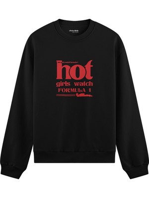 The Lucid Lab Hot Girls Watch Formula 1 Oversize Sweatshirt - Siyah
