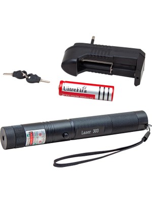 PowerMaster OM-120118650 Pilli Şarjlı Anahtar Emniyetli Yeşil Lazer Pointer (50 KM)