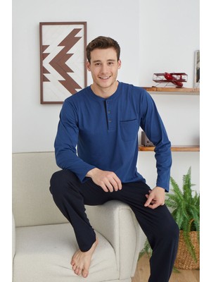 Kly Erkek Midi Yaka Pijama Takımı Konforlu Uyku