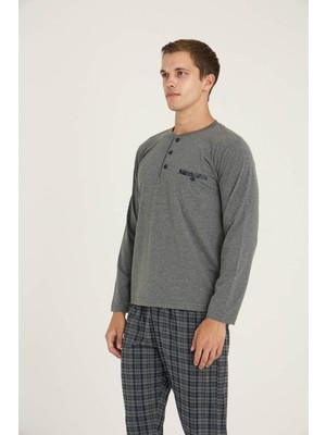 Kly Erkek Midi Yaka Pijama Takımı Şık Tasarım