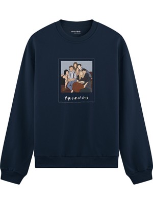 The Lucid Lab Friends Silüetli Oversize Sweatshirt - Lacivert