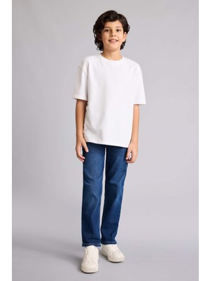 DeFacto Straight Fit Yırtık Detaylı Düz Paça Jean Pantolon Erkek Çocuk G6743A826SP