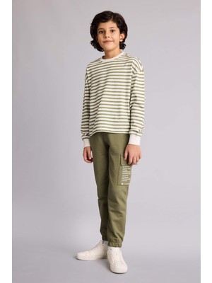 DeFacto Regular Fit Slogan Baskılı Sweatshirt Kumaşı Pantolon Erkek Çocuk G8379A826SP