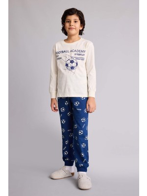 DeFacto %100 Pamuklu Spor Baskılı Beli Lastikli Pijama Takımı Erkek Çocuk G9973A826SP