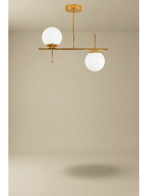 Ronisu Aydınlatma Axella Sarkıt 2'li Camlı Avize - Şık Tasarımlı Modern Avize