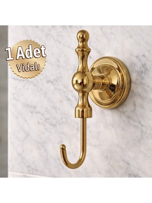 Badem10 Istanbul (Premium) Gold Tekli Askılık Banyo Lavabo Mutfak Lüks Altın Renk Tekli Vidalı Askılık