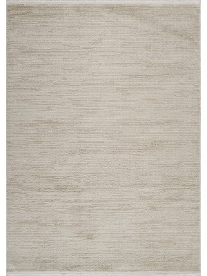 Akbel Halı Lorenda Lo 8422 Bej - Yumuşak Dokulu, Spor Desenli, Antibakteriyel & Kaymaz Saçaklı Halı