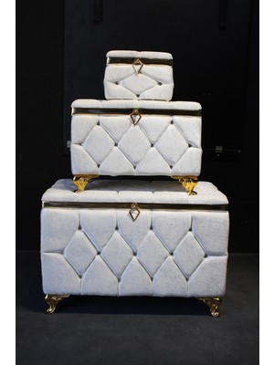 Huzur Çeyiz Kapitone Model 3'lü Çeyiz Sandığı