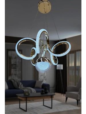 G-Light Kıvrım Fanus Top Simli Silikon Modern Oda Avizesi