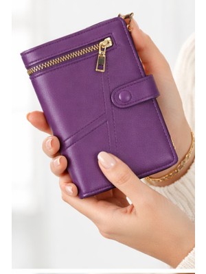 Sannora Bags Kadın Siyah Fermuarlı Cüzdan – Çok Kartlıklı, Para Bölmeli, Şık ve Kullanışlı Orta Cüzdan