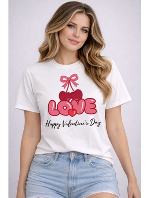herkesemoda Love Baskı Detaylı Basic T-Shirt