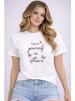 herkesemoda Prove To Yourself Detaylı Basic T-Shirt