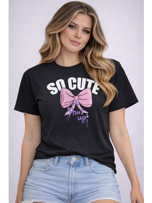 herkesemoda So Cute Baskı Detaylı Basic T-Shirt