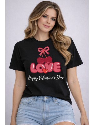 herkesemoda Love Baskı Detaylı Basic T-Shirt