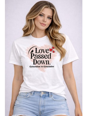 herkesemoda Love Passed Down Baskı Detaylı Basic T-Shirt
