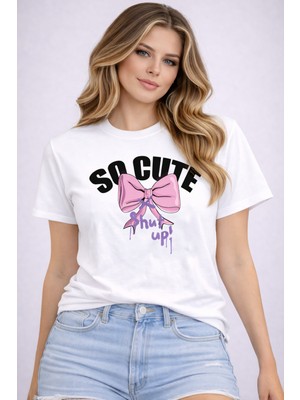 herkesemoda So Cute Baskı Detaylı Basic T-Shirt